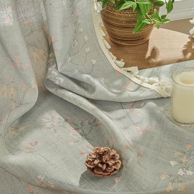 Joydeco Blue Floral Boho Curtains 108 Inches Long 2 Panels, Super Soft Bohemian Farmhouse Curtains with Tassels, Semi Sheer Light Filtering Drapes for Bedroom Living Room (Rod Pocket, 52Wx108L)