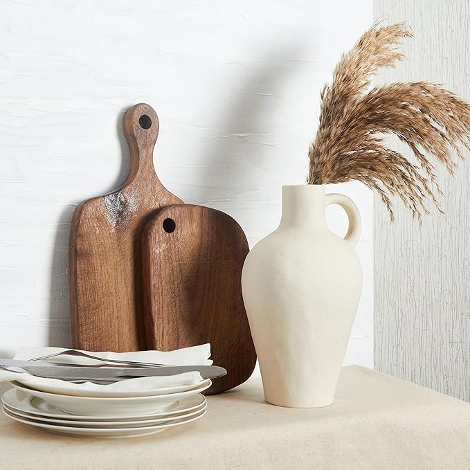 White Ceramic Vase BlossoME 12”H Large Pottery for Flowers Pampas Grass,Boho Modern Rustic Farmhouse Decoration for Livingroom Bedroom Kitchen Entryway Console Table Countertop Shelves