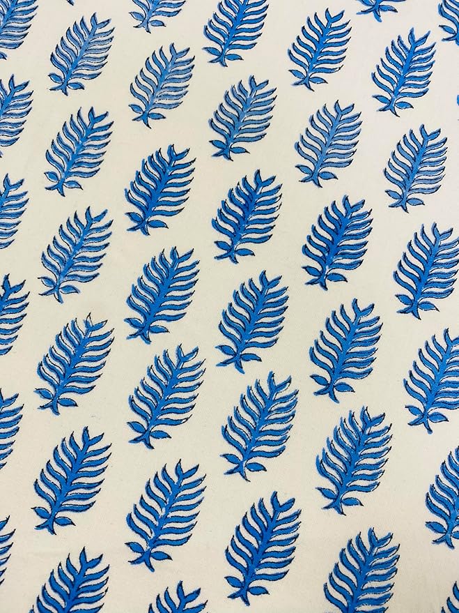 Ridhi Cerulean Blue Bo-ho Round Place Mat Double Layer Floral Cotton Washable Placemats 15" Round Embroidery Block Print Table Mat Pack of 4-15 Inch Round