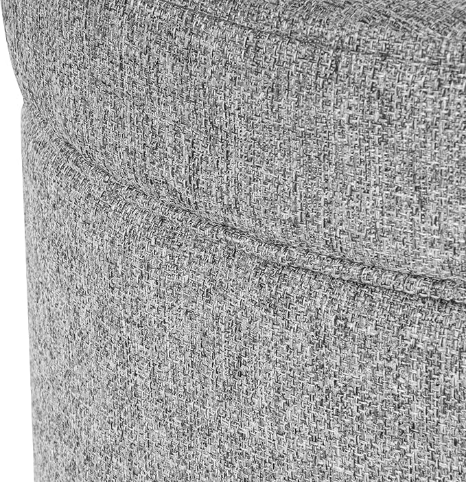 Homepop Home Decor | Upholstered Round Storage Ottoman | Ottoman with Storage for Living Room & Bedroom, Light Gray Tweed Large
