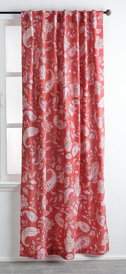Maison d' Hermine Curtains for Living Room 100% Cotton 84 inch Length Two Panels Light Filtering Curtains for Bedroom Windows with Rod and Loop Pockets Drapes (Ramage Fire Brick, 50" W x 84" L)