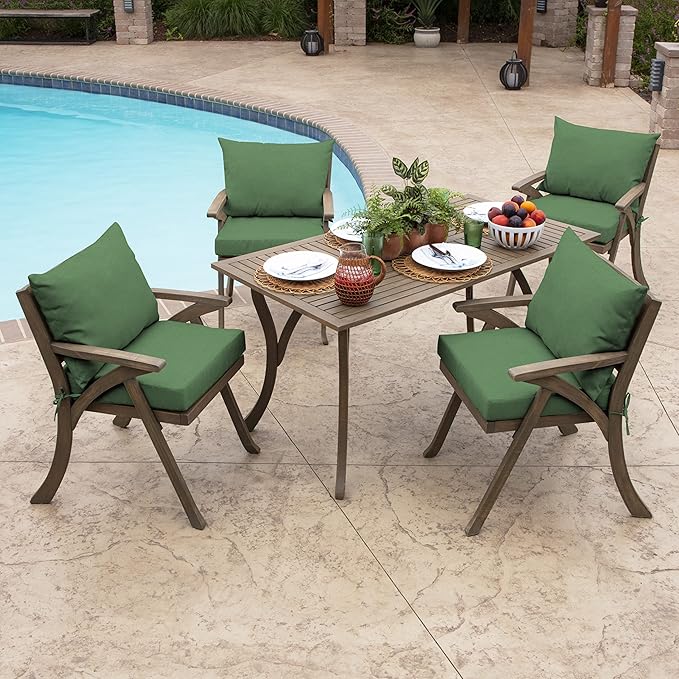 ARDEN Outdoor Dining Chair Cushion, 21 x 21, Rain-Proof, Fade Resistant 21 x 21, Moss Green Leala