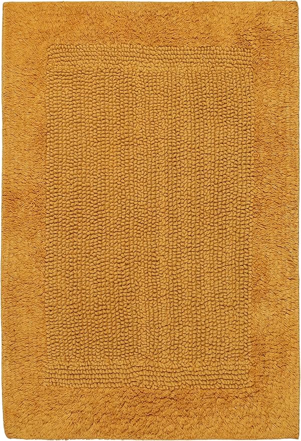 Savi Home Bath Mat Rug 17x24 Honey Mustard, 100% Pure Cotton, Super Soft White, Plush & Absorbent, Hand Tufted Heavy Weight Construction, Full Reversible Step Out Rugs