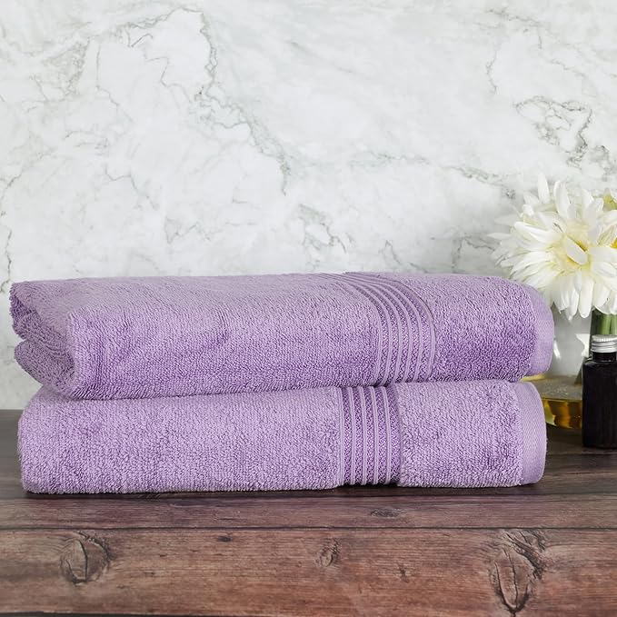 Superior Egyptian Cotton 2-Piece Bath Sheet Towel Set, Oversized Body Towels For Adults And Kids, Large Towel For Bath, Shower, Guest Bathroom, Spa, Gym, Resort, Essentials, Airbnb, Royal Purple
