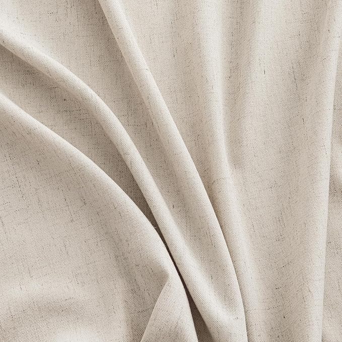 MIULEE Non-See-Through Privacy Linen Curtains 2 Panels, Light Filtering Window Curtains Farnhouse Textured Back Tab Semi Sheer Drapes for Bedroom Living Room, 52 x 72 Inches Long, Linen