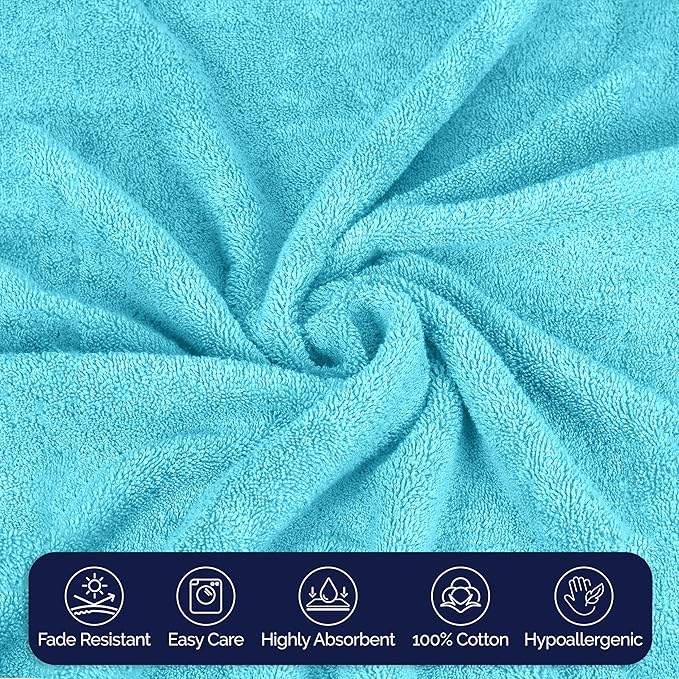 Elegant Comfort Premium Turkish Cotton 2 Pack Bath Towel Set - 27 x 54 inch, Luxurious Hotel Spa Quality 100% Turkish Cotton 2PC Bath Towel Set - Highly Absorbent - Soft Bathroom Towels, Aqua