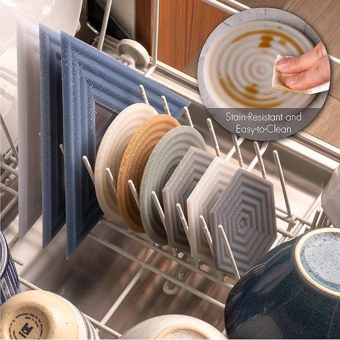 LINE+ARC Extra Thick Silicone Coasters (As Seen in NYTimes WireCutter) Waterproof Anti-Stain Heat-Safe Dishwasher-Safe Degrē Coasters XL (Set of 6 Smoke) Outdoor Rubber Mid-Century Modern