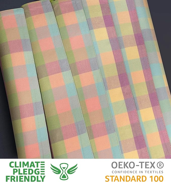 Urban Villa Easter Placemats100% Cotton Fused Table Placemats 14''x 20'' Over Sized Set of 6 Easter Colors Buffalo Check Plaid for Every Day Use Parties Celebrations Heavier Quality