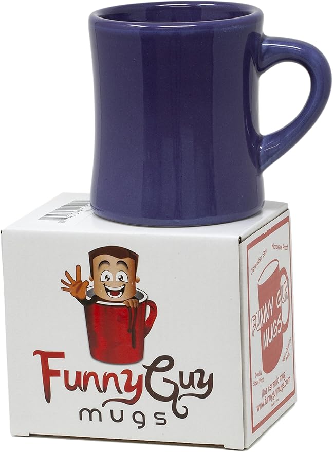 Funny Guy Mugs Classic Retro Diner Coffee Mug - Heavy Duty 10 Oz Stoneware Cup with Easy Grip Handle - Ideal for Hot and Cold Beverages (Purple, 10 Ounce)
