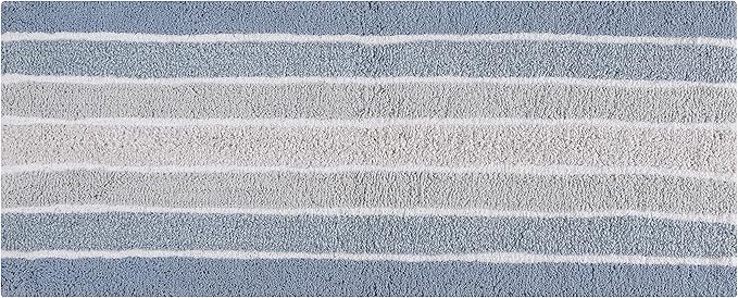Bathroom Rugs Runner Bath Rug Blue 24x60 Inches Alpine Stripe Non-Slip Cotton Large Bath Mats for Bathroom Floor |Quick Dry Bathroom Mat for Tub Spa Shower|Living Room Entry Way Door Mats