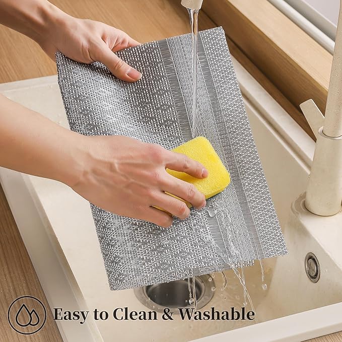 Leetaltree Lunar Grey Placemats Set of 12 - Heat Resistant Non-Slip Place mats for Dining Table, Washable Durable PVC Vinyl Woven Table Mats(Lunar Grey, 12)