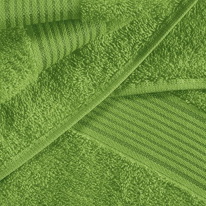 Belizzi Home Ultra Soft 6 Pack Cotton Towel Set, Contains 2 Bath Towels 28x55 inch, 2 Hand Towels 16x24 inch & 2 Wash Coths 12x12 inch, Ideal for Everyday use, Compact & Lightweight - Kiwi Green