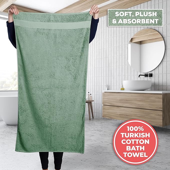 TEXTILOM 6 Pcs Bath Towel Set – Hotel and Spa Quality & Soft & Absorbent & Quick Dry Bath Towels for Bathroom –100% Turkish Cotton Bathroom Towels Set (2 BathTowels,2 Hand Towels,2 Washcloths)-Green