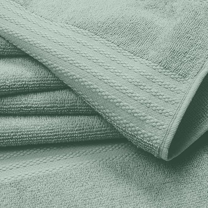 GLAMBURG Premium Cotton 4 Pack Bath Towel Set - 100% Pure Cotton - 4 Bath Towels 27x54 - Ideal for Everyday use - Ultra Soft & Highly Absorbent - Jade