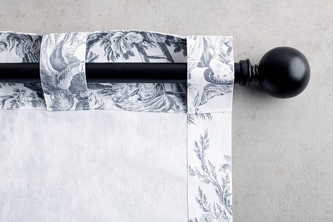 Maison d' Hermine Curtains for Living Room 100% Cotton 96 inch Length One Panel Light Filtering Toile Curtains with Rod and Loop Pockets (The Miller Paloma Gray (White Background), 50" W x 96" L)