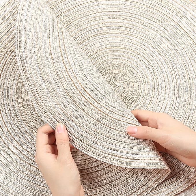 Noctiflorous 15 Inch Round Placemats Set of 6 Durable Braided Woven Heat Resistant Table Mats for Indoor Outdoor Non Slip Dining Table Place Mats(Beige, 6)