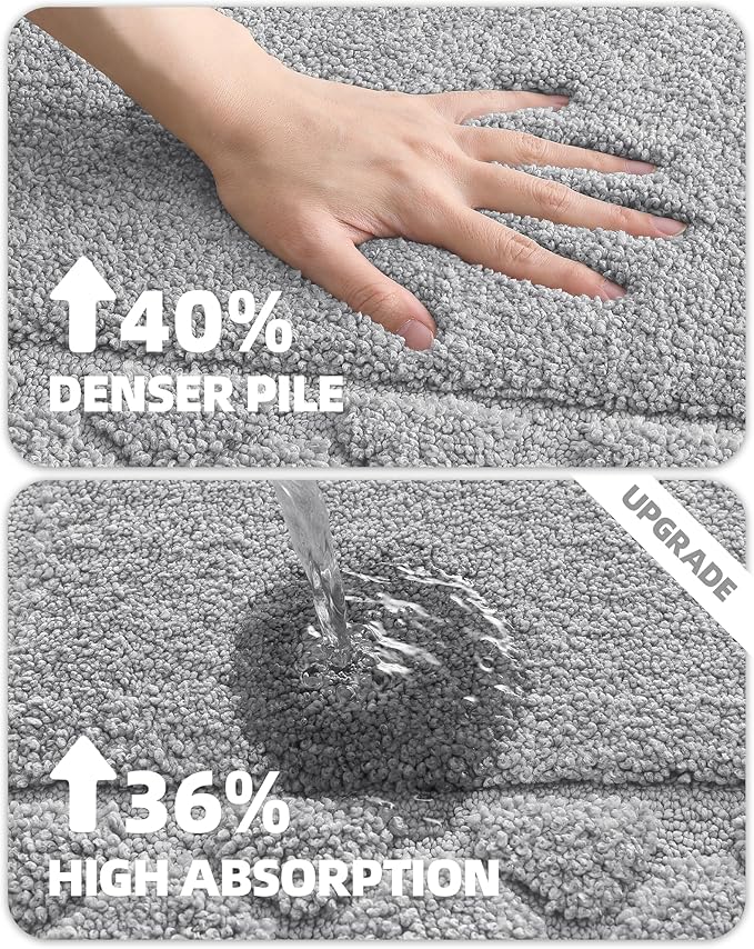 Color&Geomety Large Bath Mats for Bathroom Non Slip 24"x36", Absorbent Gray Bathroom Rugs Washable, Luxury Bathroom Mat Shower Mat Outside Shower