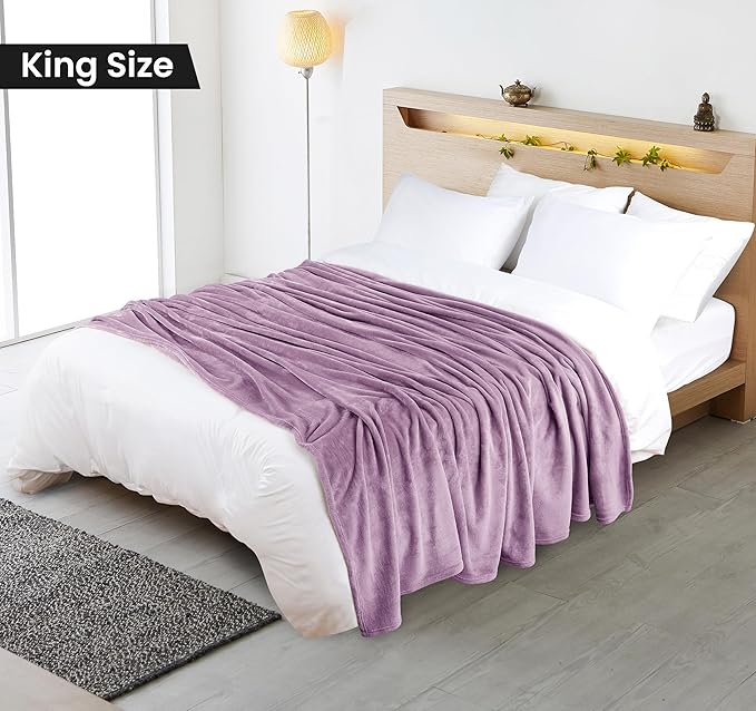 Utopia Bedding Lilac Fleece Blanket King Size Lightweight Fuzzy Soft Anti-Static Microfiber Bed Blanket (90x102 Inch)