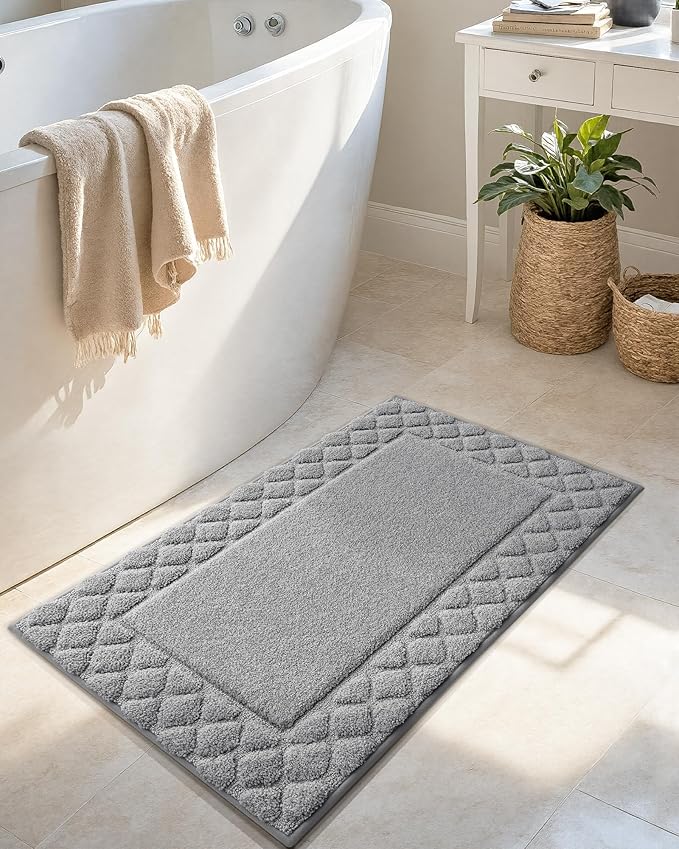 Color&Geomety Large Bath Mats for Bathroom Non Slip 24"x36", Absorbent Gray Bathroom Rugs Washable, Luxury Bathroom Mat Shower Mat Outside Shower