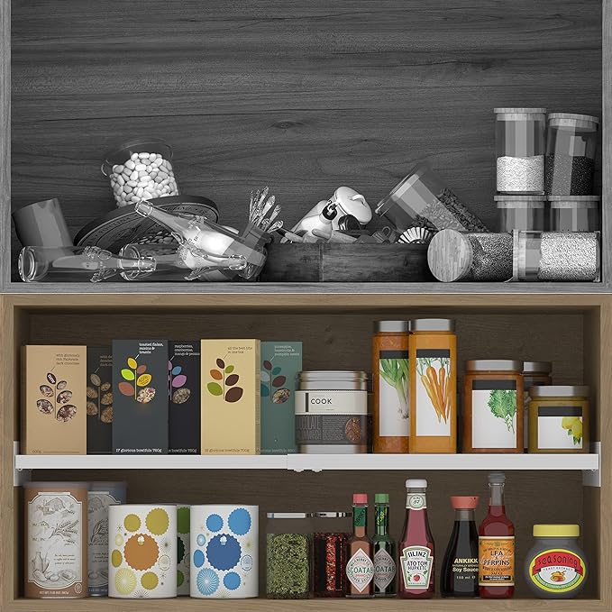 Expandable Closet Shelf Organizer, Adjustable Shelves Organizer, Storage Shelving Rack DIY Divider Tension Separator for Cabinet Pantry Wardrobe Cupboard Kitchen, Small 2 Pack