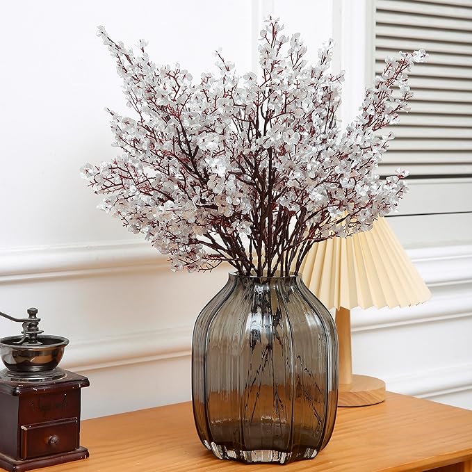 JAKY-Global Babys Breath Fabric Cloth Artificial Flowers 6 Bundle European Fake Silk Plants Decor Wedding Party Decoration Bouquets Real Touch DIY Home Garden (Silver 6pcs)