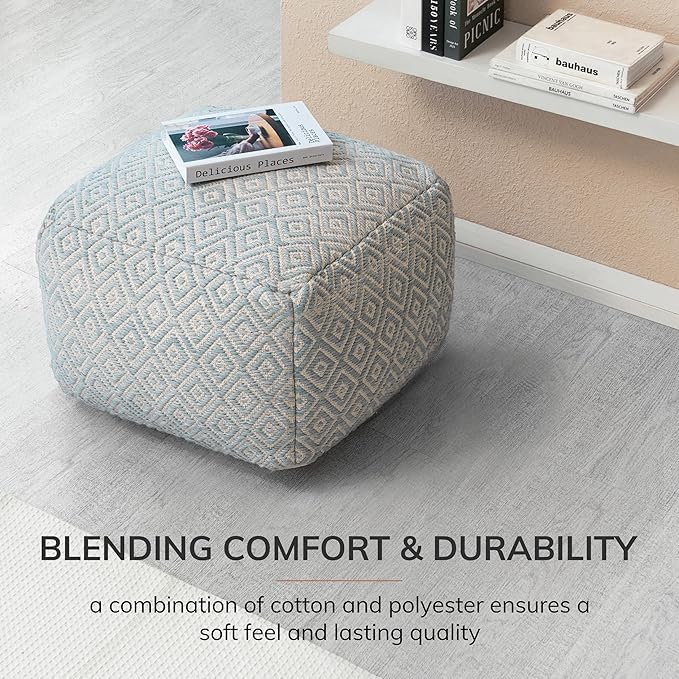 Anji Mountain 22"x22"x16" Handmade & Handcrafted Ottoman Pouf Comfortable Pouf Ottoman Foot Rest & Home Décor Accent for Living Room, Bedroom, Nursery, Kids Room, Patio