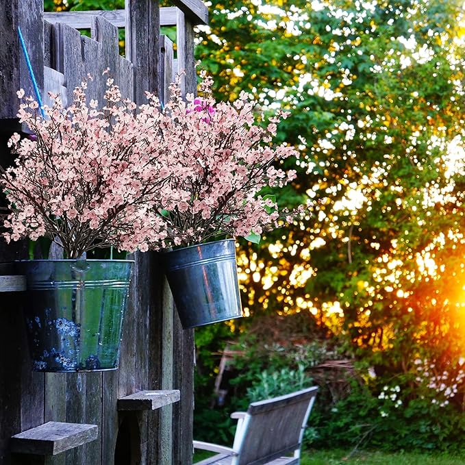 Uieke 30 Pcs Artificial Flowers Baby Breath Faux Pink Artificial Gypsophila Bouquet Fake Silk Flowers Real Touch for Home Office Kitchen Wedding Wall DIY Room Farmhouse Décor