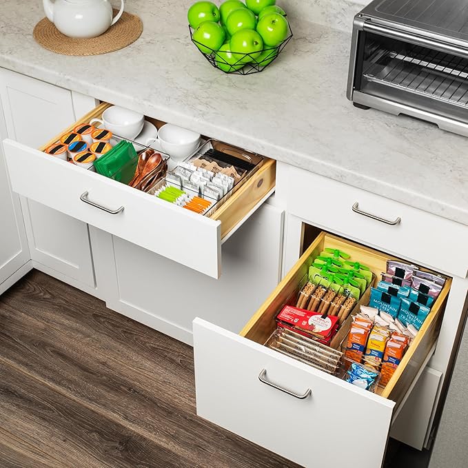 Pantry Organizers and Storage and Cabinet Organizer, 2 Pack - Kitchen Organizers and Storage, Great Fridge or Snack Organizer - Perfect in Refrigerator or Cupboard Shelf