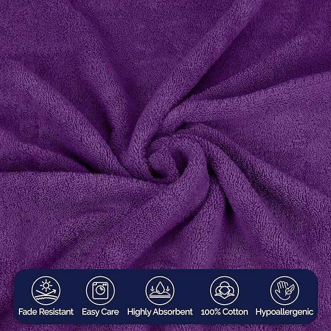 Elegant Comfort Premium Turkish Cotton 1 Piece Jumbo Bath Towel - 35 x 70 inch, Luxurious Hotel Spa Quality 100% Turkish Cotton Large Bath Towel - Highly Absorbent - Soft Bathroom Towel, Purple