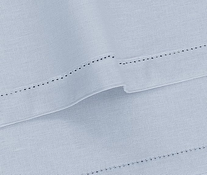 Ruvanti Linen Placemats Set of 6-13x19 Inch, Classic Hemstitch, Heat Resistant Machine Washable Place Mats, Soft & Elegant- Perfect for Christmas, Thanksgiving, Easter, Wedding, Dinner - Arctic Ice