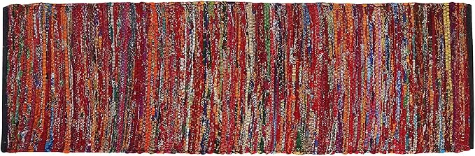 Rug Area Rugs Cotton 2x6 Ft Multicolour Chindi for Livingroom Bedroom Washable RagRug Reversible Farmhouse Kitchen RunnerRug Carpet Area Runner Mat for Hallway, Entryway 24x72 Inch