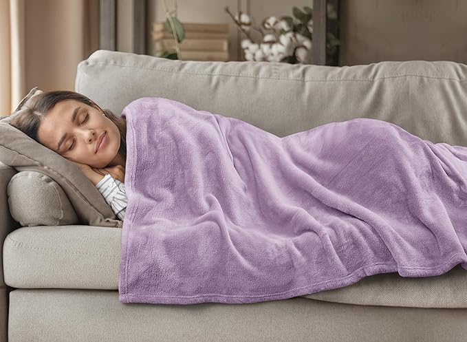 Utopia Bedding Lilac Fleece Blanket King Size Lightweight Fuzzy Soft Anti-Static Microfiber Bed Blanket (90x102 Inch)