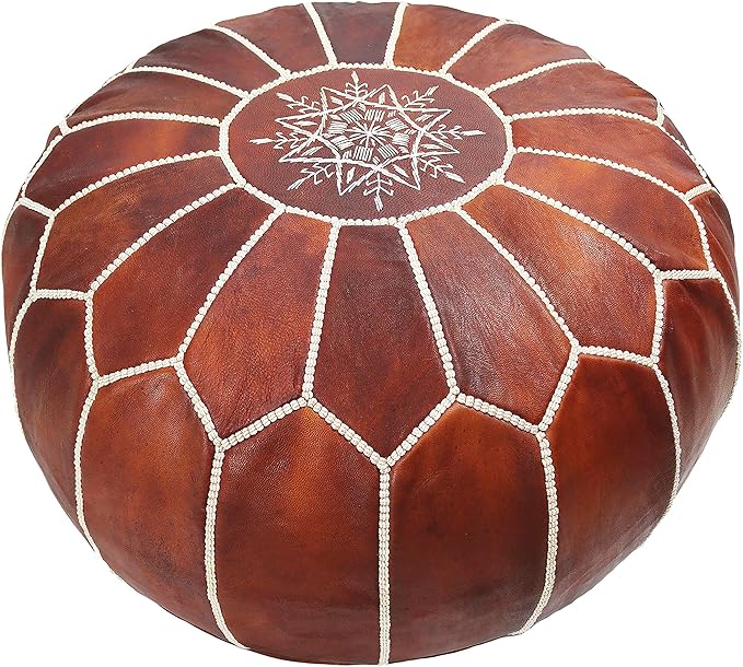 MARRAKESH STYLE Amazing & Beautiful, Original poufs Moroccan Leather Pouf, Natural Leather poufs, Home Gifts, Wedding Gifts, Unstuffed (Dark Brown)
