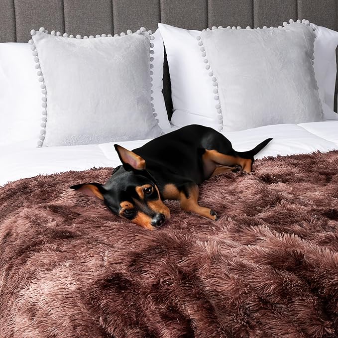 PAVILIA Brown Fluffy Throw Blanket for Couch, Fuzzy for Women Men, Furry Plush Warm for Bed Sofa, Super Soft Thick Faux Fur Sherpa, Tie-Dye, 50x60