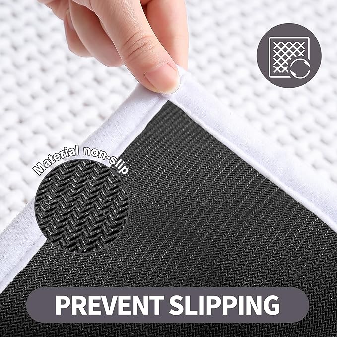 Thin White Bath Mat - 16x24, Washable Non-Slip Shower Mat for Bathroom