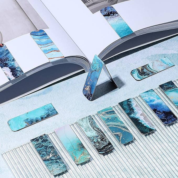 Zonon 24 Pcs Ocean Magnetic Bookmarks Clips Magnet Page Markers Page Clip Funny Bookmark Gifts for Students Teachers Reading Lover Women, Men