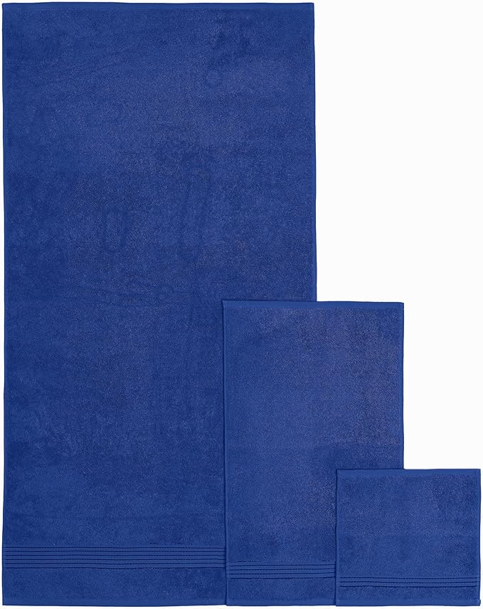 Elegant Comfort Premium Cotton 6-Piece Towel Set, Includes 2 Washcloths, 2 Hand Towels and 2 Bath Towels, 100% Turkish Cotton - Highly Absorbent and Super Soft Towels for Bathroom, Royal Blue