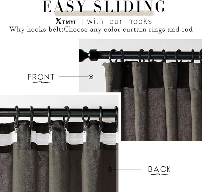 XTMYI Brown Linen Curtains Drapes for Living Room Bedroom 108 Inch Curtains Long 2 Panels Semi Sheer Window Treatments for Dining Room