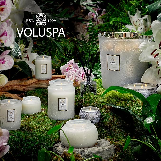 Voluspa Mokara, Mini Tin Candle, 4 Ounce, 25 Hour Burn Time, Coconut Wax for Clean Burning, Handcrafted in The USA