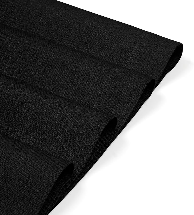 D'Moksha Homes Linen Black Placemats Set of 4-100% Pure Linen Placemats 14 x 19 Inch for Summer - Handcrafted and Machine Washable
