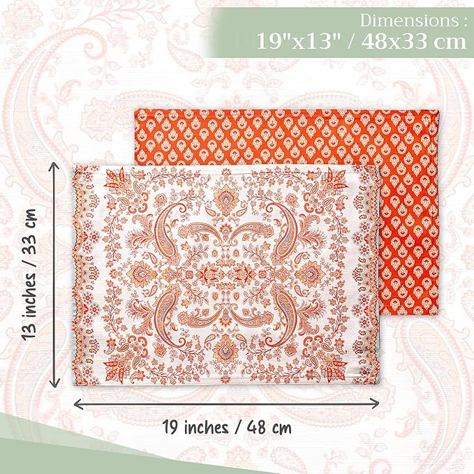 Maison d' Hermine Placemats Set of 4 100% Cotton Washable Cloth Place Mats, Reusable Table Mats for Kitchen Dining Decoration, Party, Wedding, Restaurant (Cachemire, 13" x 19")