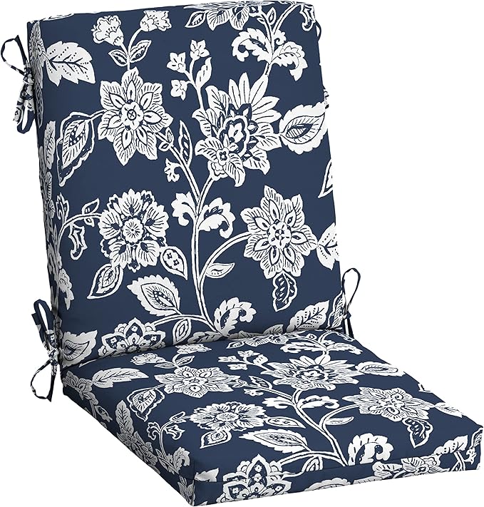 Arden Outdoor Dining Chair Cushion, 20 in x 20 in, Weather-Proof, Rain-Proof, Fade Resistant Patio Cushion for Patio, Dining, or Rocking Chairs 20 x 20, Sapphire Blue Ashland Jacobean