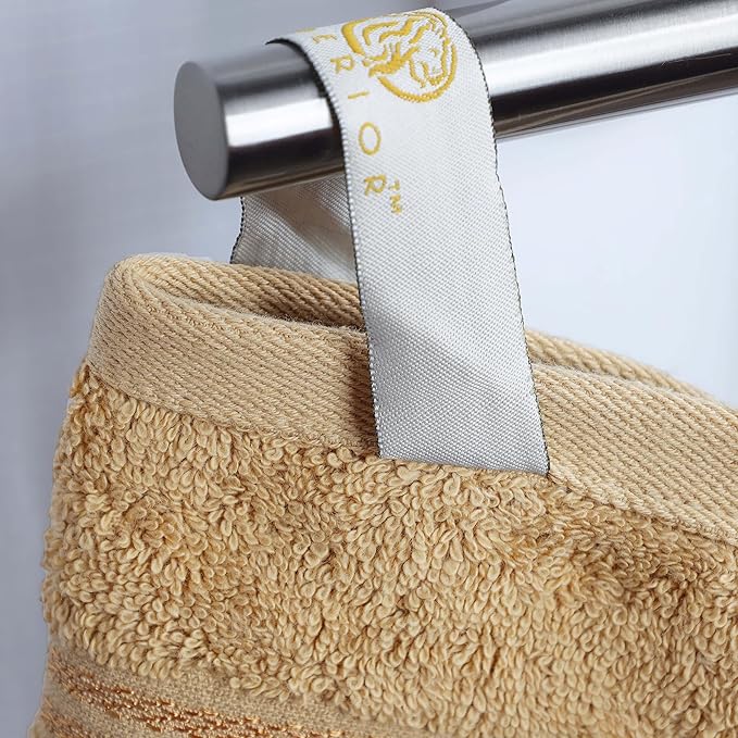 Superior Egyptian Cotton 6-Piece Towel Set, Bathroom Essentials, Towels For Bathroom, Apartment, Airbnb, Guest Bath, Face, Hand, Bath Towels, Washcloths, Absorbent, Fast Drying, Toast