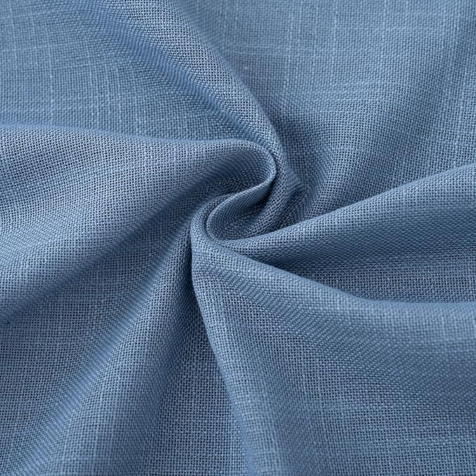 Denim Blue Curtains for Living Room Back Tab Modern Farmhouse Semi Sheer Blue Curtains 102 inches Long 2 Panels Set Muted Neutral Window Curtain for Dining Room Bedroom 52x102