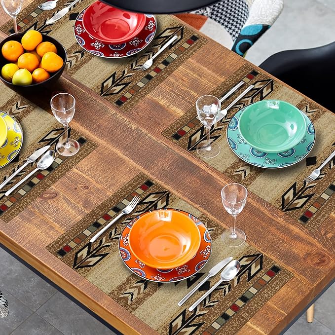 Giwawa Southwestern Placemats Rustic Tribal Geometric Decorative Table Mat Antique Native American Heat Resistant Non-Slip Place Mats 12x18Inch Set of 4 for Dining Kitchen Party Holiday Decor