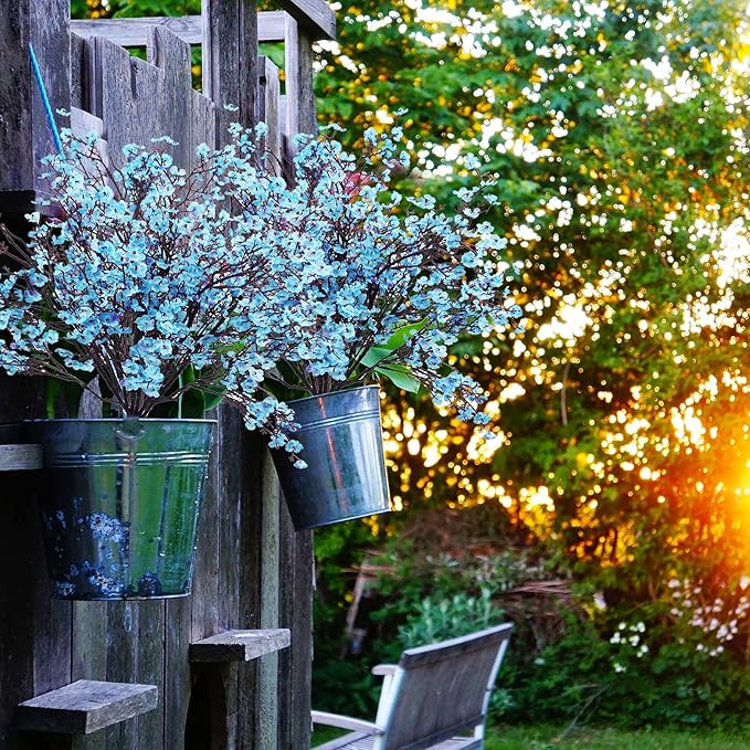 Uieke 30 Pcs Artificial Baby Breath Flowers Fake Blue Gypsophila Bouquets Faux Silk Flower Real Touch Flowers for Wedding Farmhouse Decor DIY Home Party Office Kitchen Hotel Bathroom Garden
