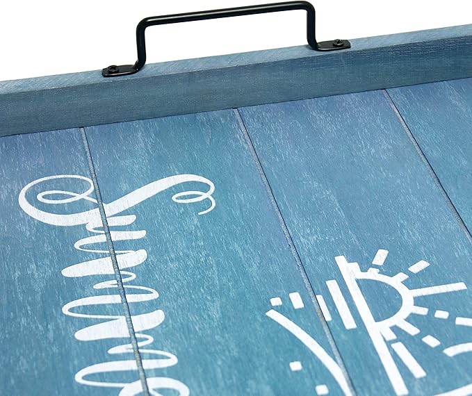 Elegant Designs Decorative Wood Serving Tray w/Handles, 15.50'' x 12'', Summertime, Blue (HG2000-BST)