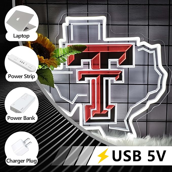 Texas Neon Sign for Wall Decor – USB Powered & Dimmer, LED Texas Neon Bar Sign for Party Decoration, Man Cave, Dorm, Bar, Shop, Perfect Texas Gift for Home Decor