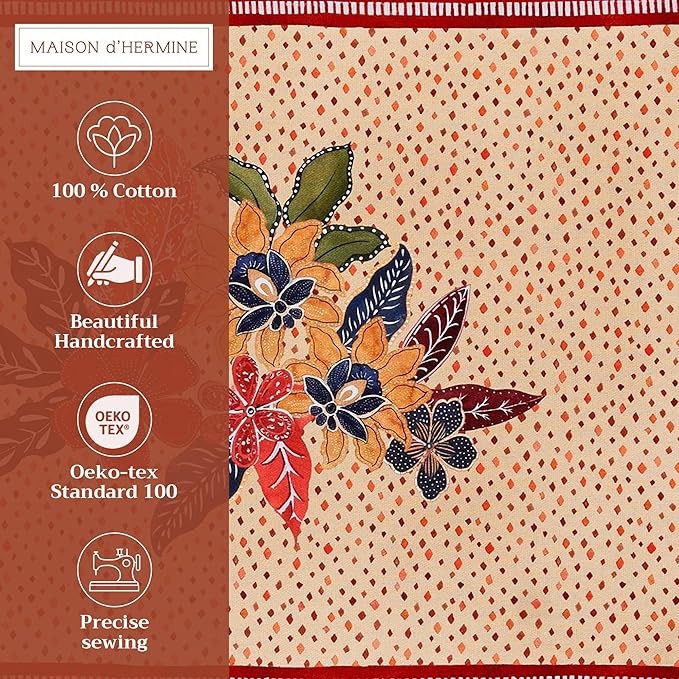 Maison d' Hermine Placemats Set of 4 100% Cotton Washable Cloth Place Mats, Reusable Table Mats for Kitchen Dining Decoration, Party, Wedding, Restaurant (Kalahari, 13" x 19")