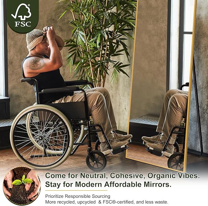 NicBex Oversized Full Length Mirror with Stand, 76"x35" Aluminum Alloy Frame Large Floor Mirror, Large Arched Mirror Full Length, Gold - Free Standing, Leaning Against Wall or Wall-Mounted